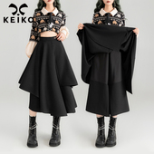 通勤垂感黑色A字阔腿裤 KEIKO 不规则遮胯显瘦半身裙女2026春季 裙