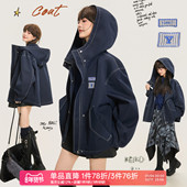 KEIKO 无性别穿搭缉明线连帽派克服 风廓形风衣外套26春季 美式 工装
