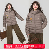 通勤简约空气感保暖短款 KEIKO 可拆卸连帽排骨棉服女25冬季 外套