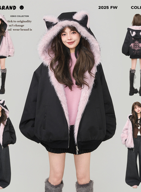 KEIKO [正反两穿]韩系环保狐狸毛皮草外套冬季座山雕毛毛连帽棉服