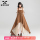 不规则设计吊带连衣裙夏季 KEIKO 羽衣蹁跹 超仙遮肉显瘦拼色A字裙