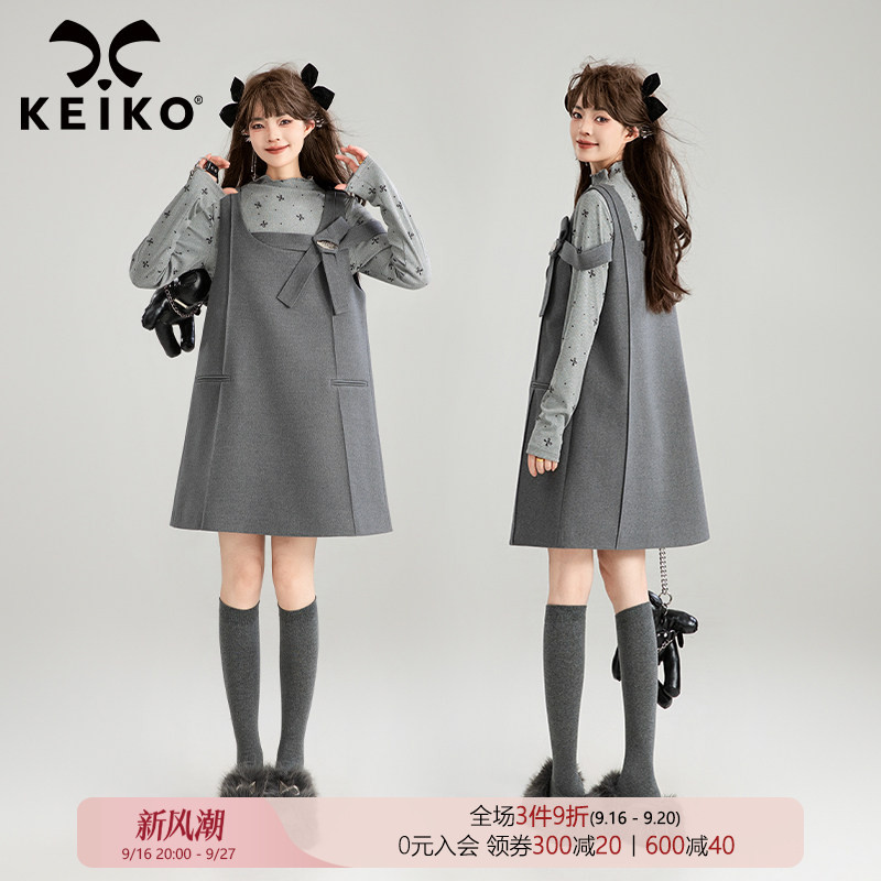 KEIKO格雷系穿搭灰色背带连衣裙图片