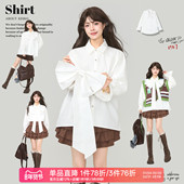 内搭外穿泡泡袖 KEIKO 上衣 26春季 法式 可卸蝴蝶结飘带白色长袖 衬衫