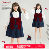 26春季 气轻活风穿搭蝴蝶结饰背带牛仔裤 时尚 连身裤 子 KEIKO 短裤 元