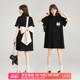 甜系黑色polo领连衣裙夏季 KEIKO 蝴蝶结girl 少女感减龄t恤裙