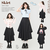 裙26春夏高腰显瘦A字阔腿裤 KEIKO 不规则拼接垂感遮胯半身裙裤 裙