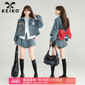 高腰A字短裙裤 KEIKO 裙 街头牛仔套装 复古短外套 蝴蝶结girl 美式