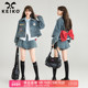 高腰A字短裙裤 KEIKO 裙 街头牛仔套装 复古短外套 蝴蝶结girl 美式