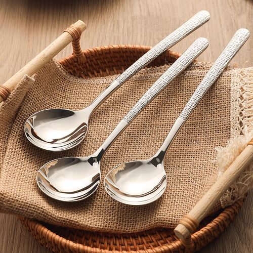 不锈钢锤纹勺吃饭勺子调羹主餐儿童成人饭勺调料调味勺小汤勺饭勺