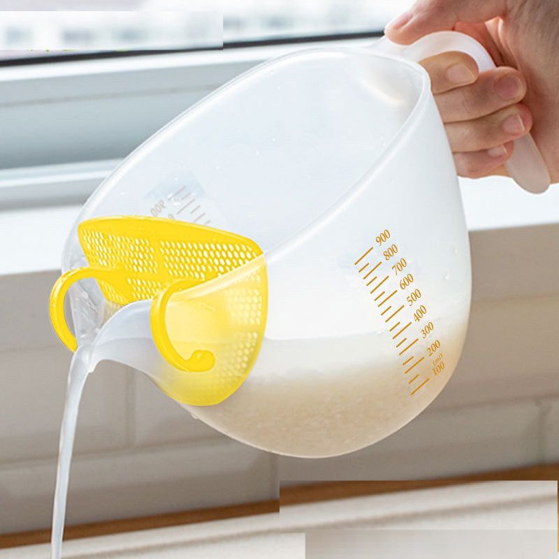 厨房大容量烘焙塑料打蛋杯淘米杯高质量带刻度蛋液过滤洗米量杯