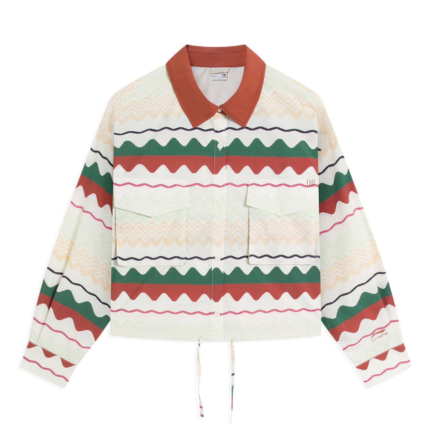 리 닝 윈드 브레이커 여성 스포츠 트렌드 시리즈 멋진 꽃 가디건 긴팔 느슨한 가을 운동복 AFDS930