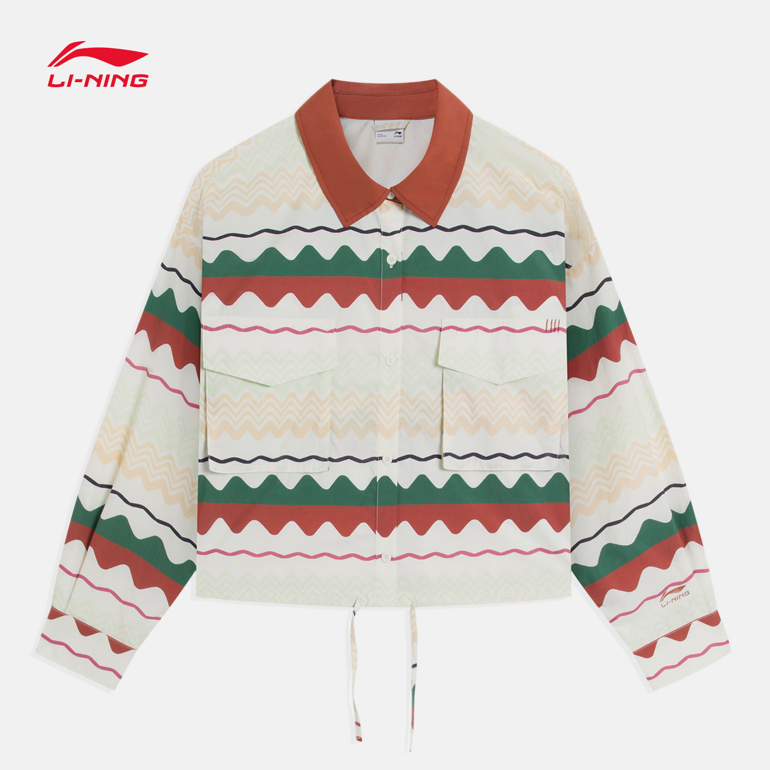 리 닝 윈드 브레이커 여성 스포츠 트렌드 시리즈 멋진 꽃 가디건 긴팔 느슨한 가을 운동복 AFDS930