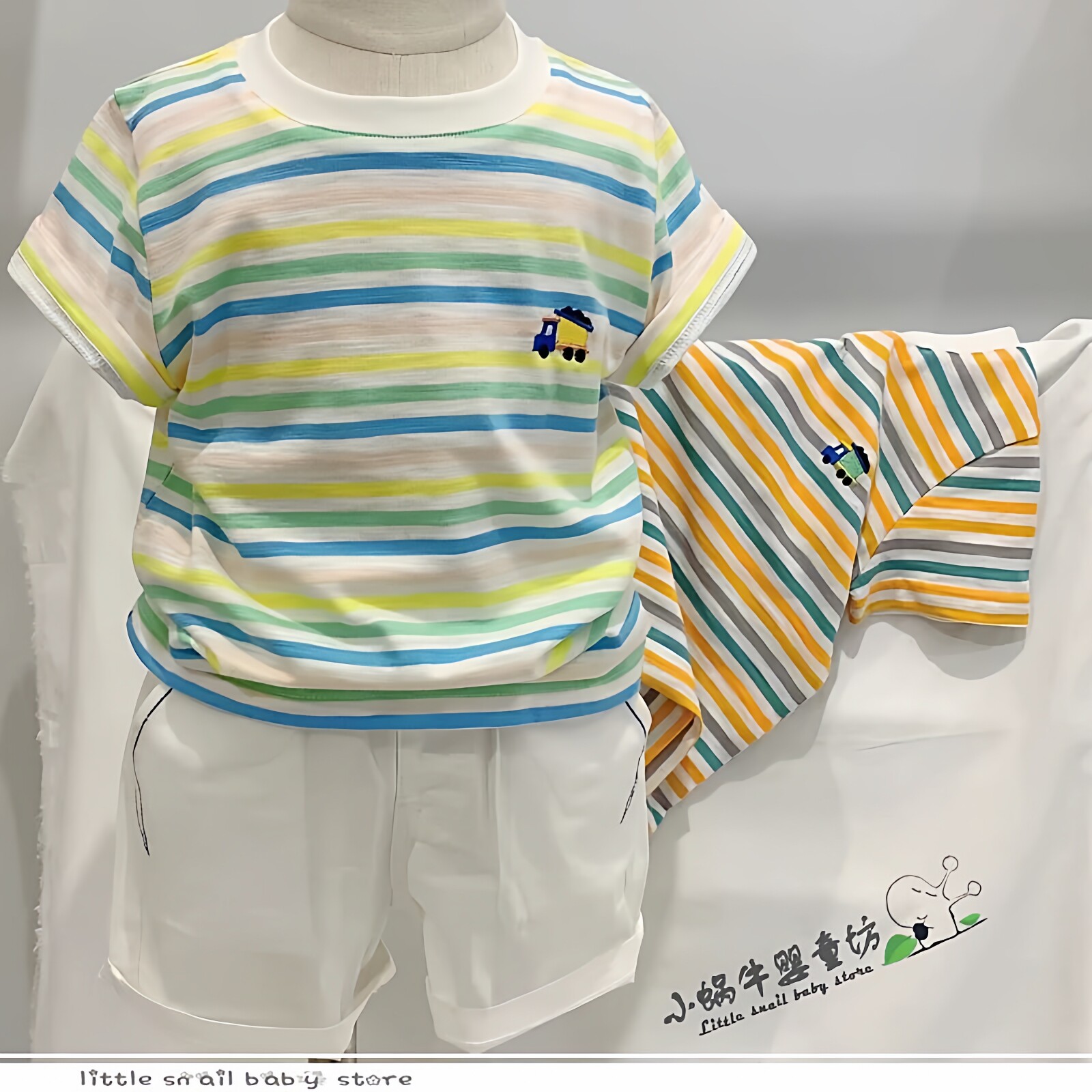 儿童夏季韩版休闲洋气条纹短袖