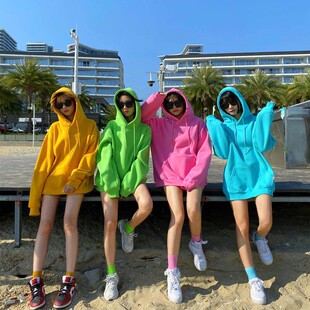闺蜜装多人公司团建卫衣班服团体旅游活动演出服糖果彩色男女卫衣