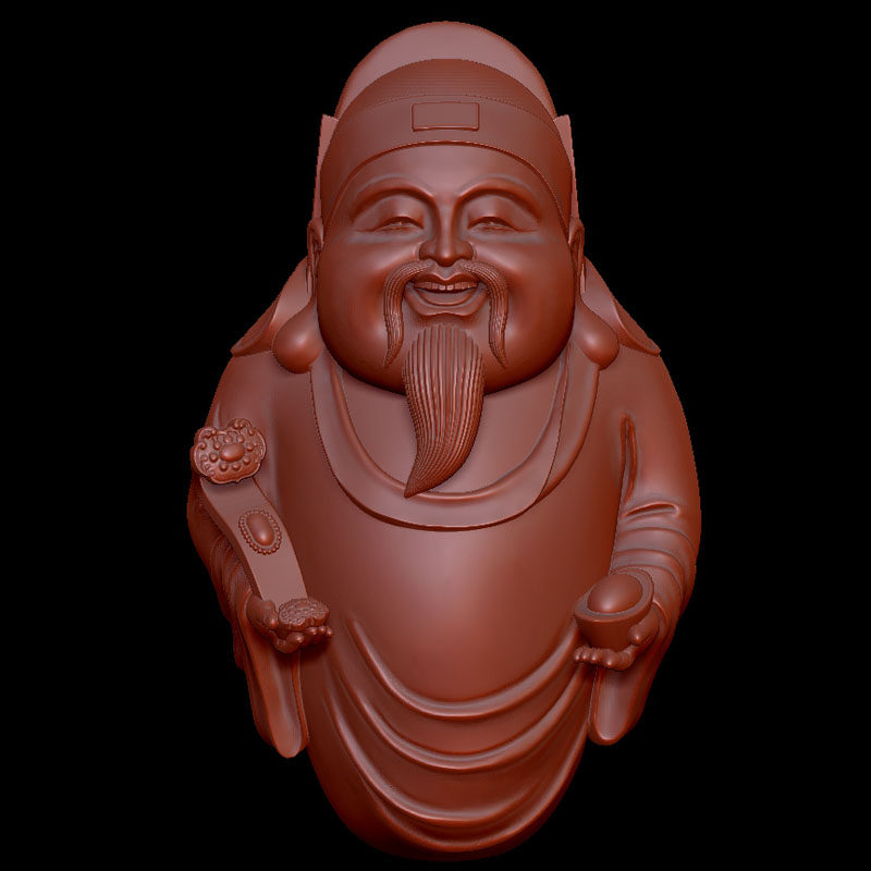 人物神仙黄财神雕塑模型图圆雕图三维立体图3D模型打印图STL文件