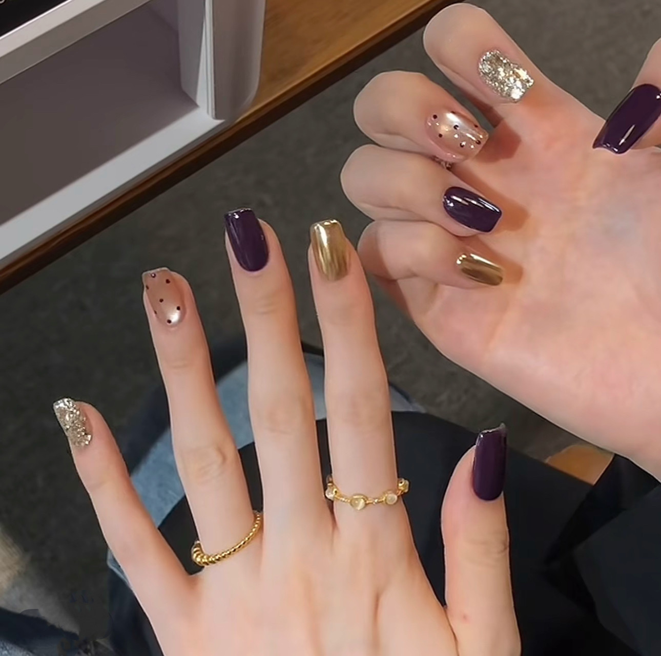 【紫醉金迷】秋季新款爆闪显白猫眼美甲穿戴甲短款高级纯手工