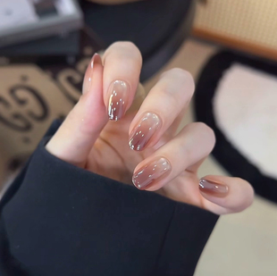 【陨石拿铁】指尖渐变拿铁色追光猫眼简约精致手工穿戴甲甲片10片