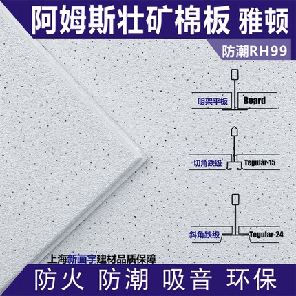 阿姆斯壮雅顿喷磨砂矿棉板3651B办公室防潮吊顶600*600天花吸音板