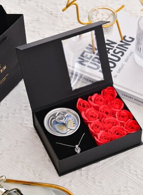 跨境亚马逊真空小蚌淡水珍珠小河蚌礼盒吊坠套装玫瑰花香皂花礼盒