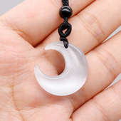 猫眼石月亮编绳项链毛衣链苍兰热卖 diy月牙吊坠白月光清冷月牙