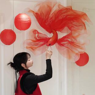 红色锦鲤挂饰立体金鱼灯笼2026新年氛围马年春节家居场景布置