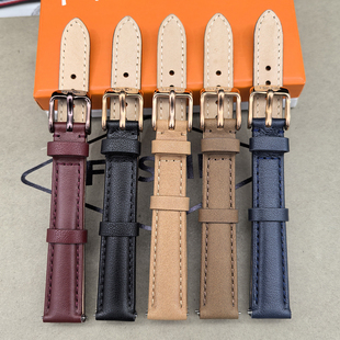 FOSSIL表带真皮深蓝色玫瑰金针扣适配ES3843通用14MM女士手表配件