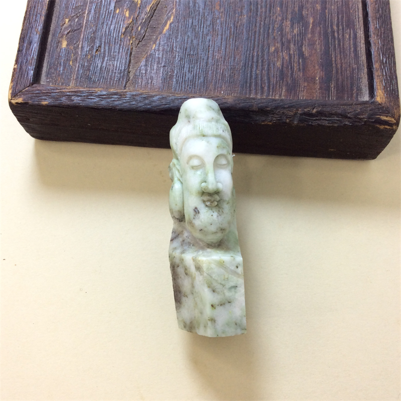 南阳独山玉北魏佛头小摆件禅意摆件中式国潮创意天然玉石观音摆件