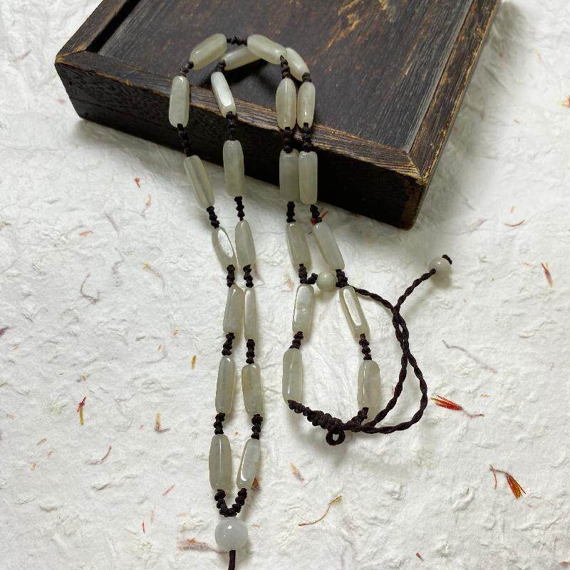 四大名玉南阳独山玉透水白料随形挂坠链子颈链男士吊坠链子毛衣链