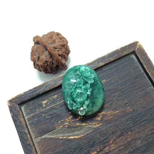 独玉牡丹花挂坠独山玉天蓝料吊坠