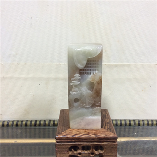 南阳独山玉收藏级印章摆件 独玉大师工摆件天然玉石印章书房装饰