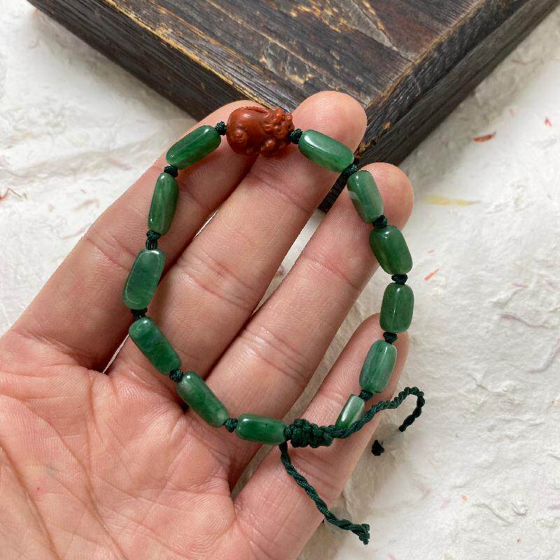 南阳独山玉俏色随形手串独玉天蓝料手链简约款手饰送女友玉石礼物