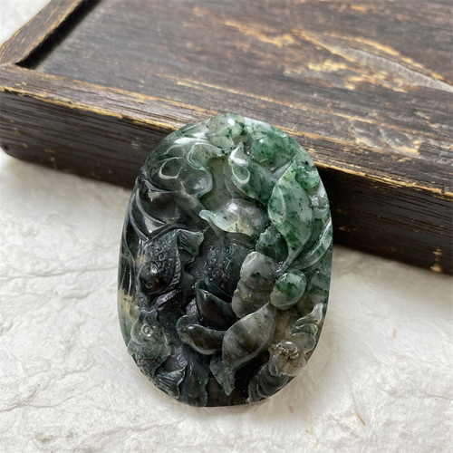 独山玉莲花连年有余毛衣链