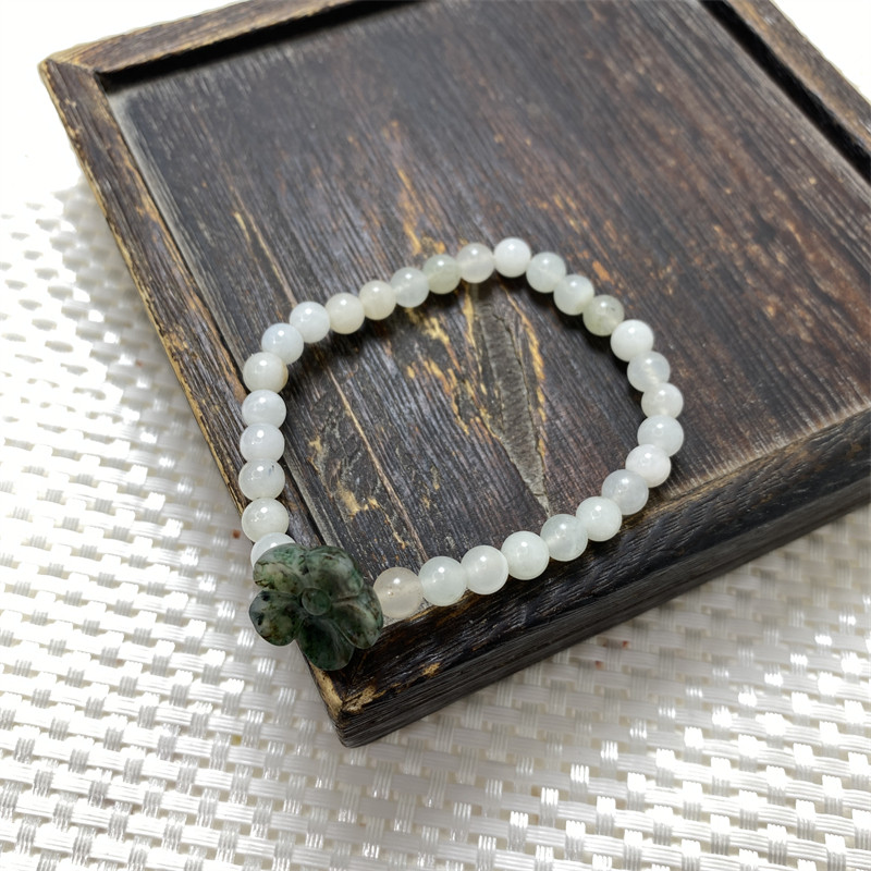 天然玉石南阳独山玉透水白料6mm圆珠手串独玉手链手饰送女友礼物
