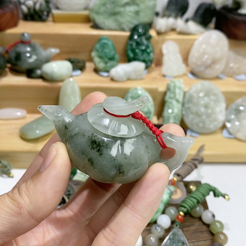 独山玉手把壶