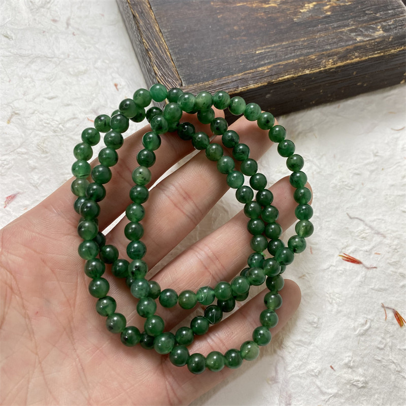 天然南阳独山玉天蓝老料6mm圆珠子手链女款108粒佛珠玉石手饰手串