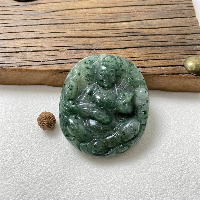 独玉独山玉玉坠南阳玉挂坠挂件男款天蓝观音吊坠观世音菩萨保平安