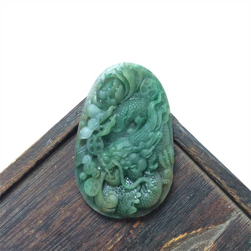 天然玉石南阳独山玉天蓝料龙牌吊坠挂件独玉男款颈饰大款玉牌挂坠