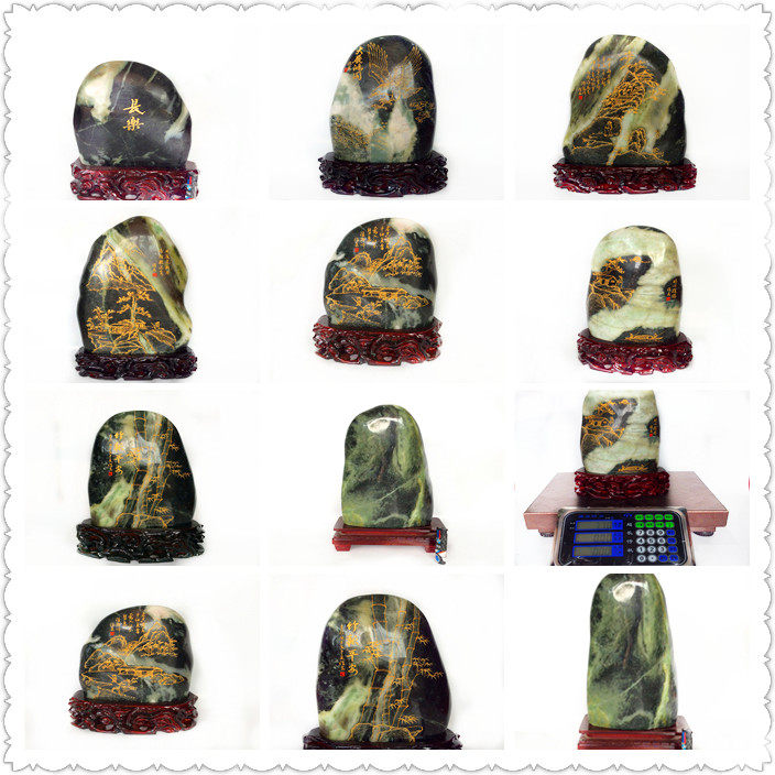 南阳独山玉原石摆件 独玉靠山石奇石办公桌小摆件客厅镇宅保平安