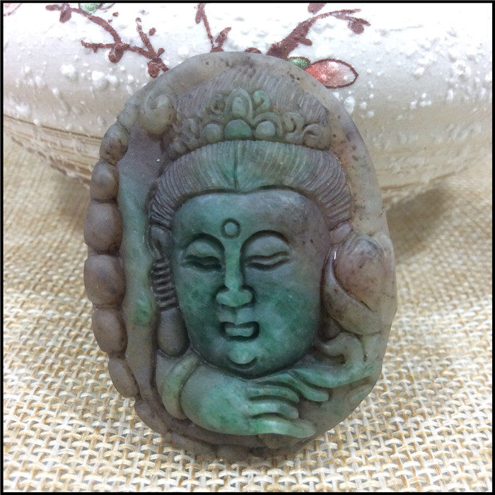 独山玉南阳玉独玉天然玉石天蓝老蓝挂件吊坠挂饰玉坠观音观音头
