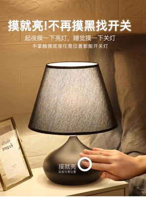 北欧卧室床头灯 现代创意网红家用客厅台灯 温馨浪漫简约触摸台灯