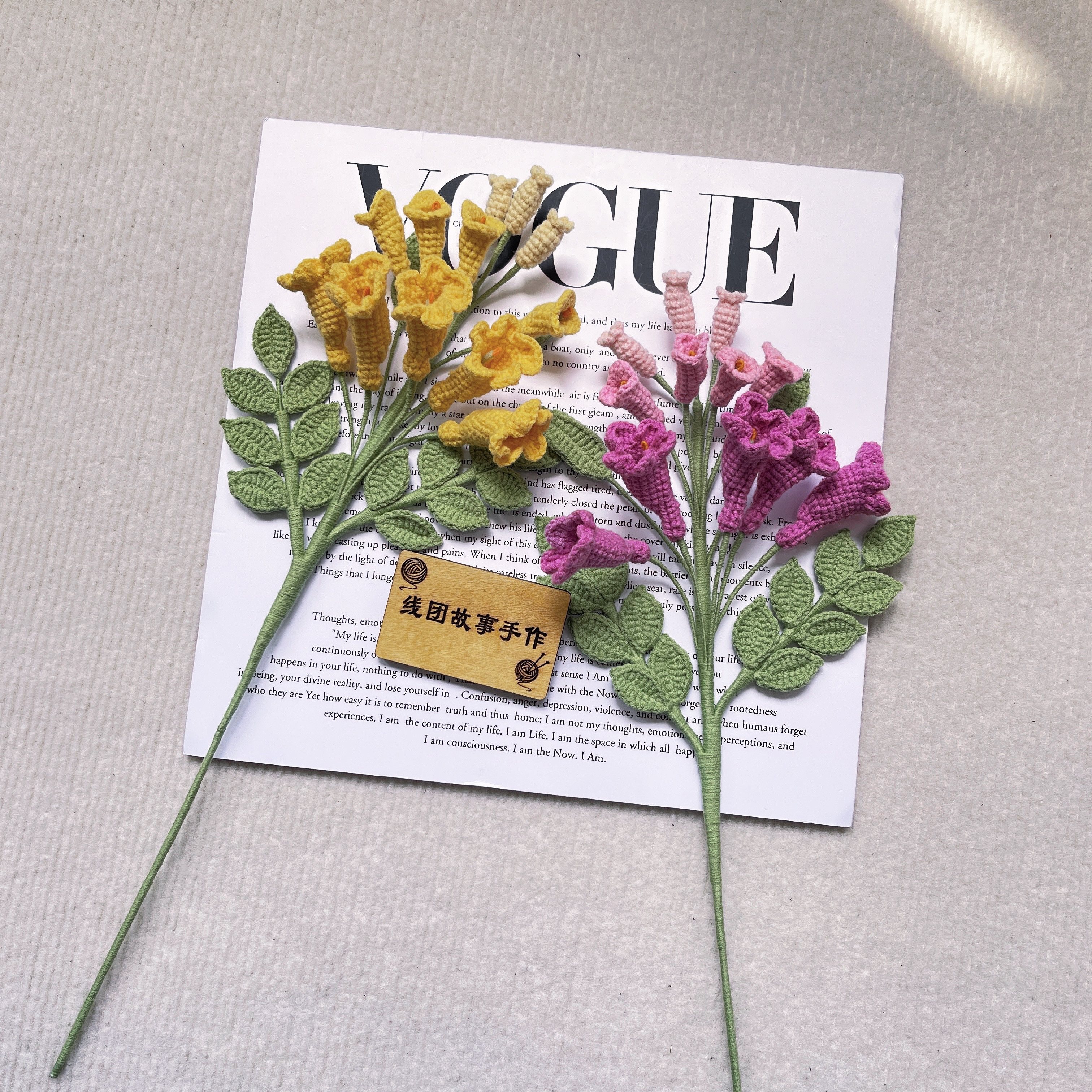 线团故事成品发货蓝花楹纯手工毛线花单支编织钩织仿真花创意礼物