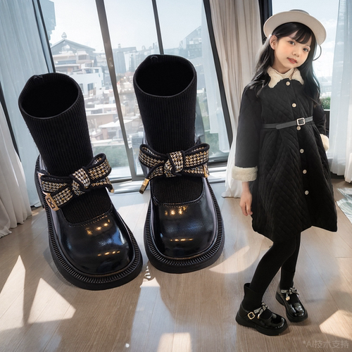 女童短靴2026春秋新款洋气儿童靴子加绒袜靴秋冬百搭马丁靴公主靴