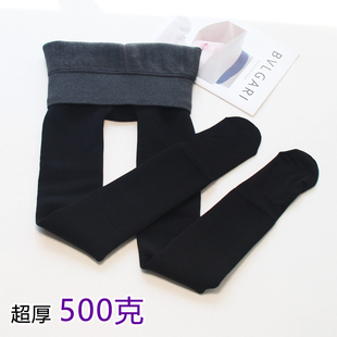 光面紧身脚踩羊绒一体裤 加绒加厚连袜裤 女冬季 500g超厚连脚打底裤