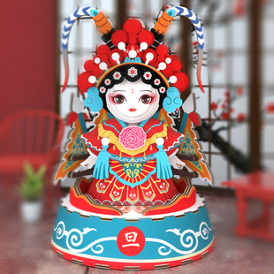 非遗手工diy儿童京剧3D立体拼图装饰画制作材料包刀马旦纸拼