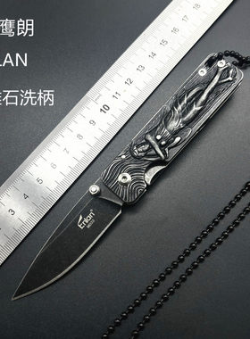 鹰朗露营浮雕精致迷你锋利钓鱼用野外求生工具刀复古小刀收藏工艺