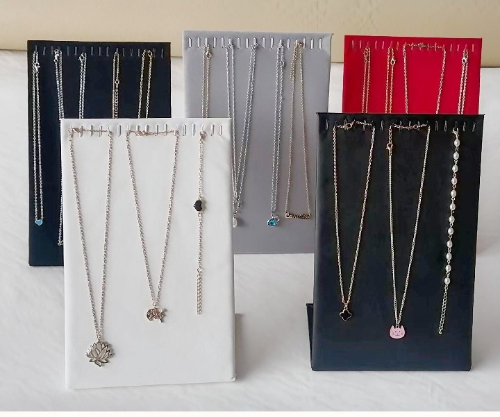 白色绒布耳环手链展示板项链吊坠 收纳架创意首饰饰品摆摊直播架