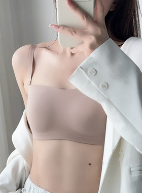 梧桐本色文胸超薄光面无痕抹胸水晶杯隐形露肩无肩带内衣WN24159