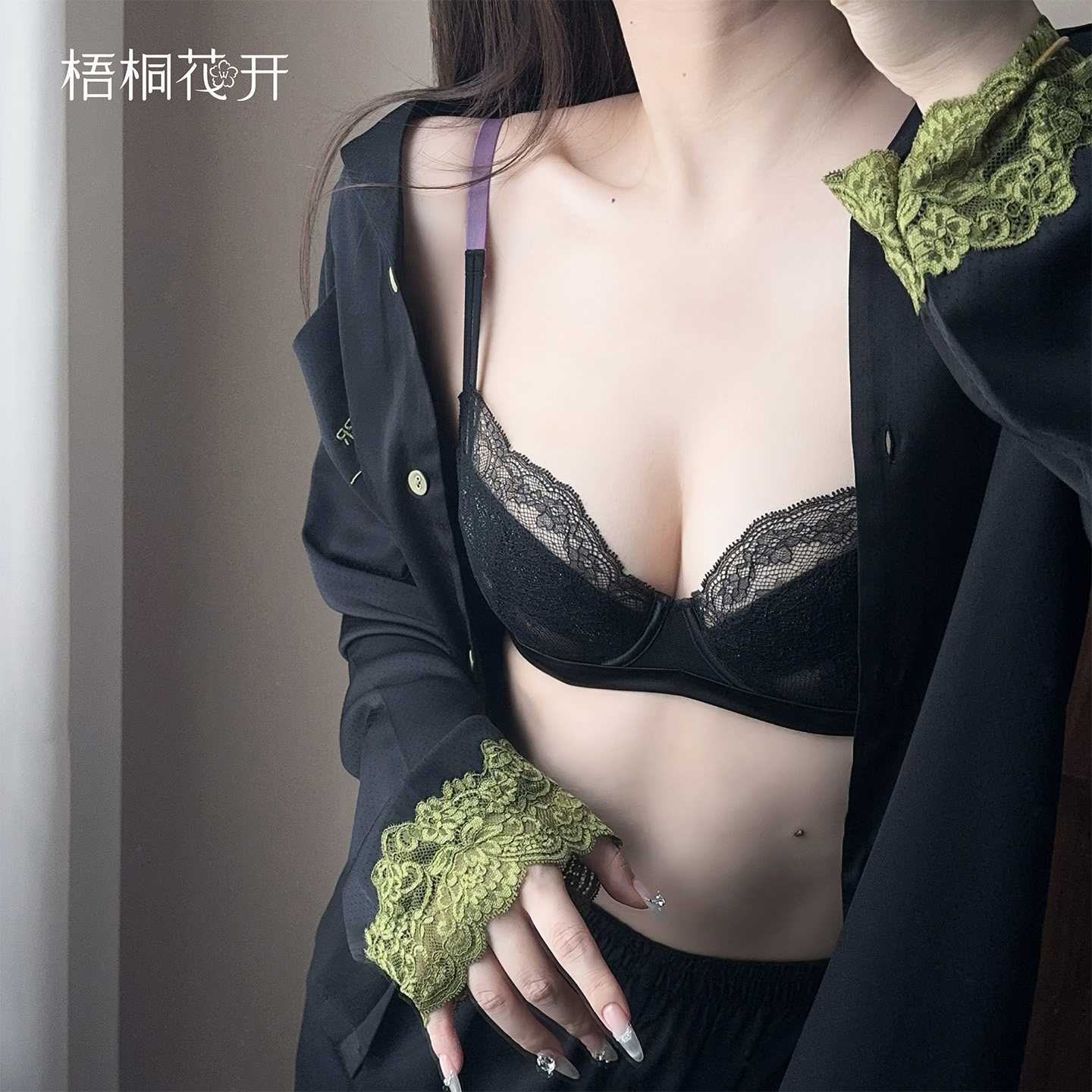梧桐花开文胸超薄显小水晶杯图片