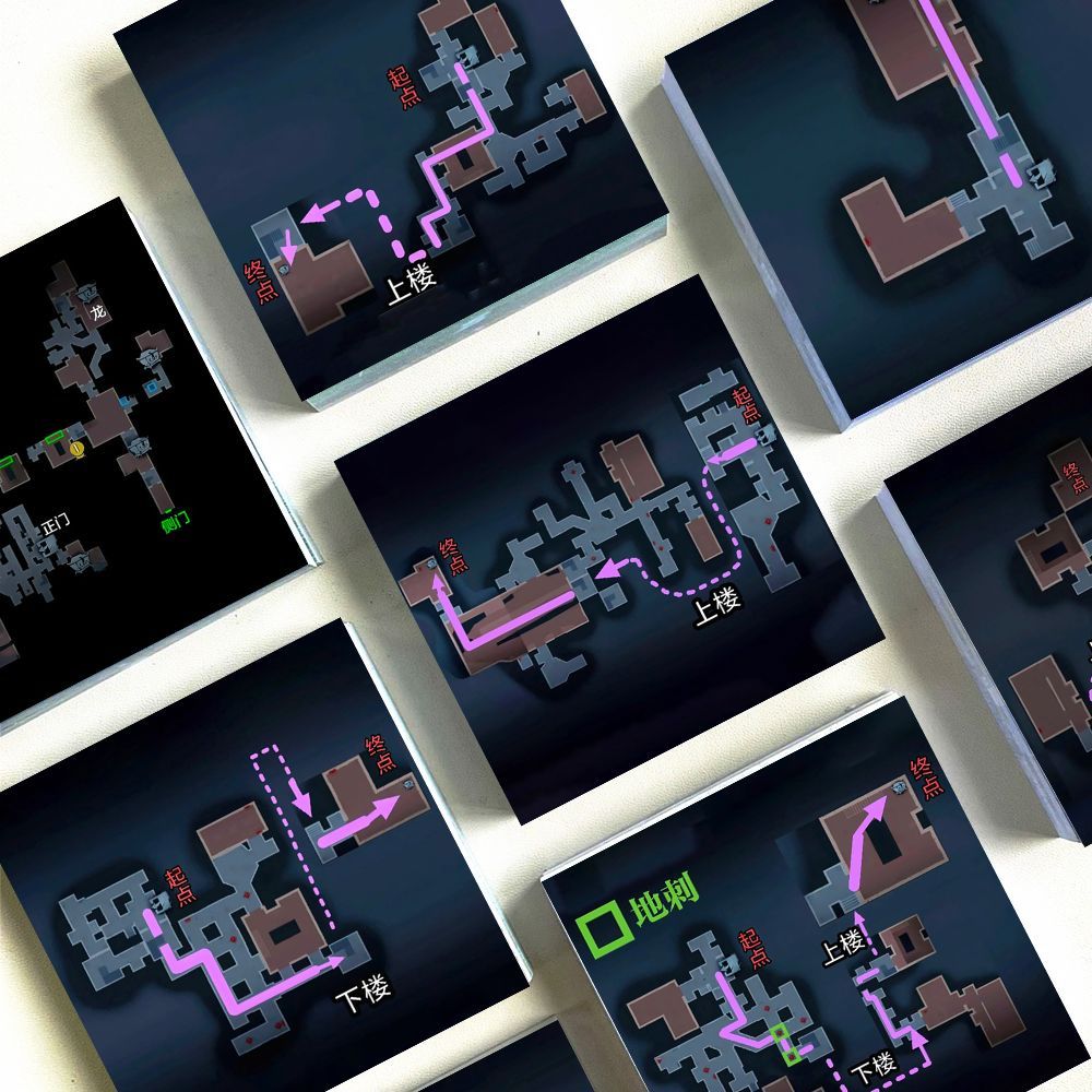 160张超自然行动组地图贴纸简约二次元新手小白游戏攻略diy贴画