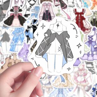 126张服设oc贴纸服装展示穿搭素材高颜值裙子衣服绘画装饰手账本